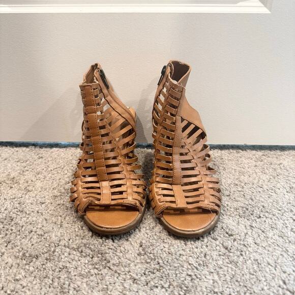 Mossimo Cage Sandals Brown Womens Size 7 Heels 3 Inch - Picture 2 of 10